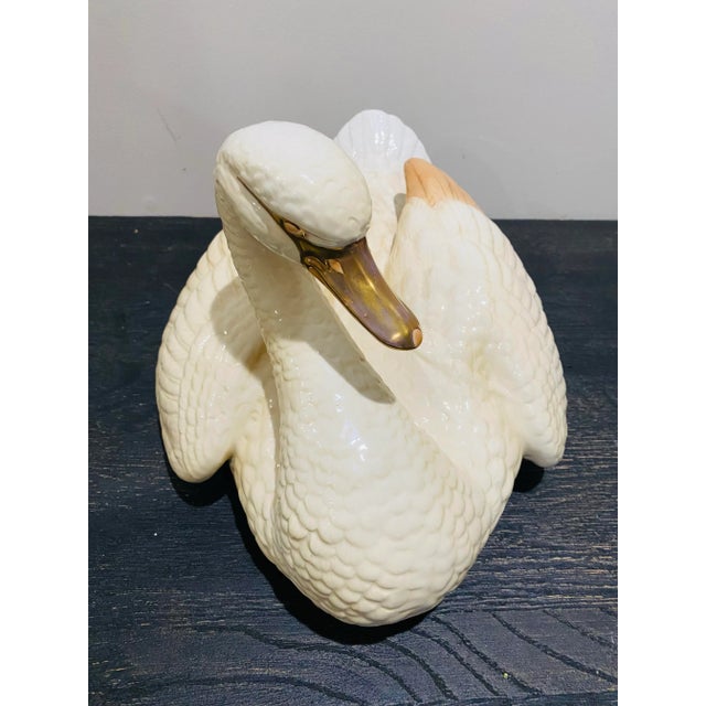 Ceramic Large Italian Porcelain Swan Sculpture, Signed & Number For Sale - Image 7 of 12