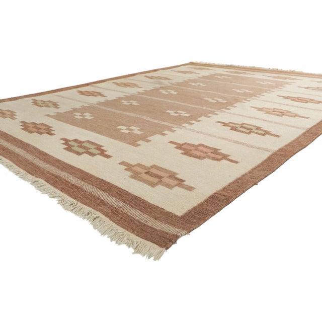 78253 Erik Lundberg Vintage Swedish Kilim Rollakan Rug, 06'10 x 09'04. Erik Lundberg is a notable Swedish textile artist...