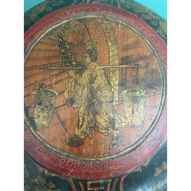 Late 19th-Century Chinese Polychrome Painted Bride Box With Iron Hardware, C. 1880–1900 For Sale - Image 9 of 12