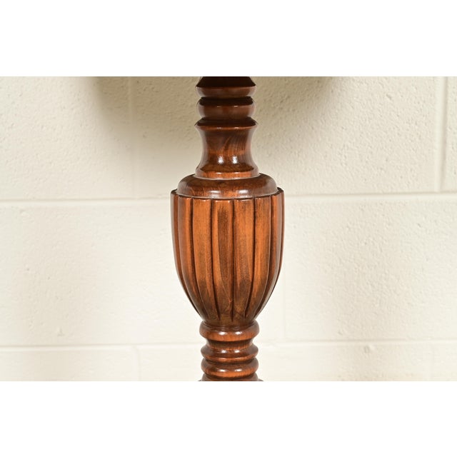 Baker Furniture Style Georgian Carved Walnut Pedestal Drum Side Table or Tea Table, Circa 1960s For Sale - Image 9 of 13