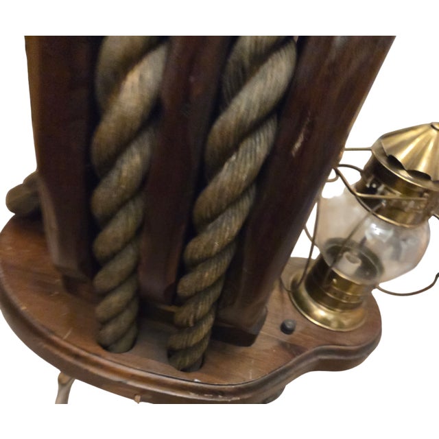 Vintage Pirates Caribbean Table Lamp Lanter Block Tackle Pulley Hook For Sale - Image 13 of 15