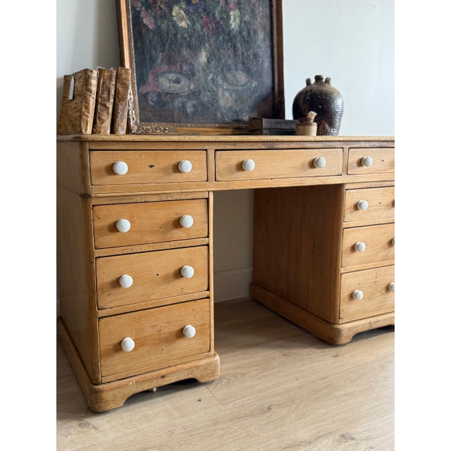 Antique English Pine Desk For Sale - Image 4 of 6