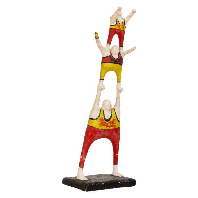 Vintage Mexican Folk Art - Lucha Libre Wrestlers Sculpture Hand-Painted Plaster For Sale - Image 4 of 8