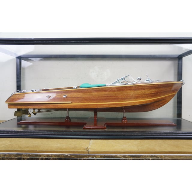 Vintage Riva Aquarama Hardwood Runabout Speed Boat Model Display Case 40" For Sale - Image 11 of 15