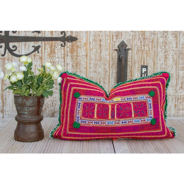 Textile Kajal Thar Silk Embroidered Antique Pillow For Sale - Image 7 of 8