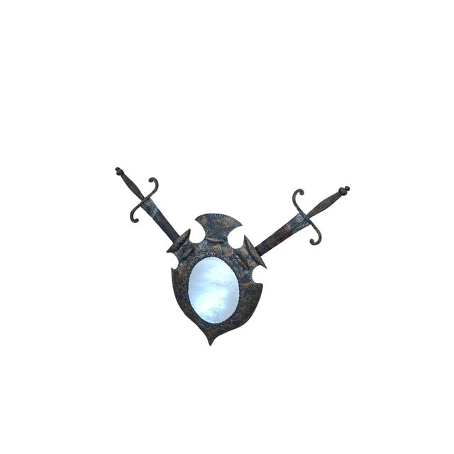 Heraldic Mirror in Wrought Iron, 1970s For Sale - Image 6 of 11