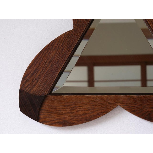 1930s Amsterdam School Trefoil Mirror in Oak and Ebony Macassar, 1930s For Sale - Image 5 of 10