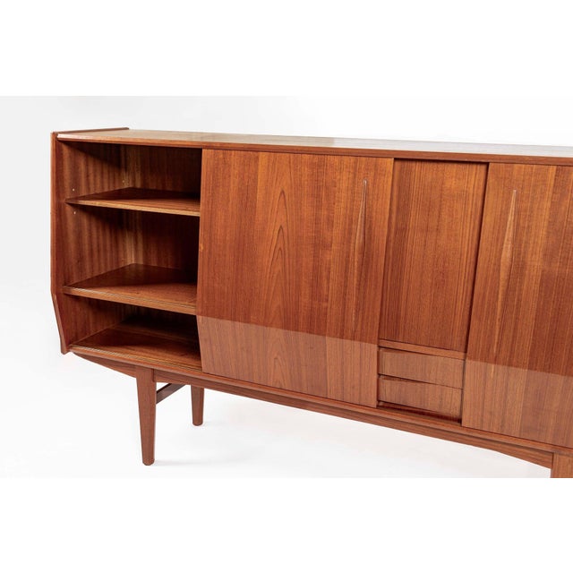 Mid-Century Danish Modern Teak High Sideboard or Bar Cabinet 1960s For Sale In Detroit - Image 6 of 17
