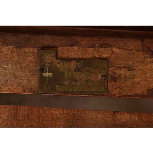 Stickley Brothers Antique Mission Oak Arts & Crafts Leather Upholstered Footstool or Ottoman, Circa 1910 For Sale - Image 11 of 12