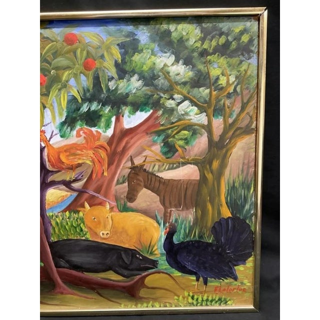 Mid 20th Century “Jungle” Franklin LaTortue Expressionist Landscape Oil Painting on Masonite For Sale - Image 4 of 6