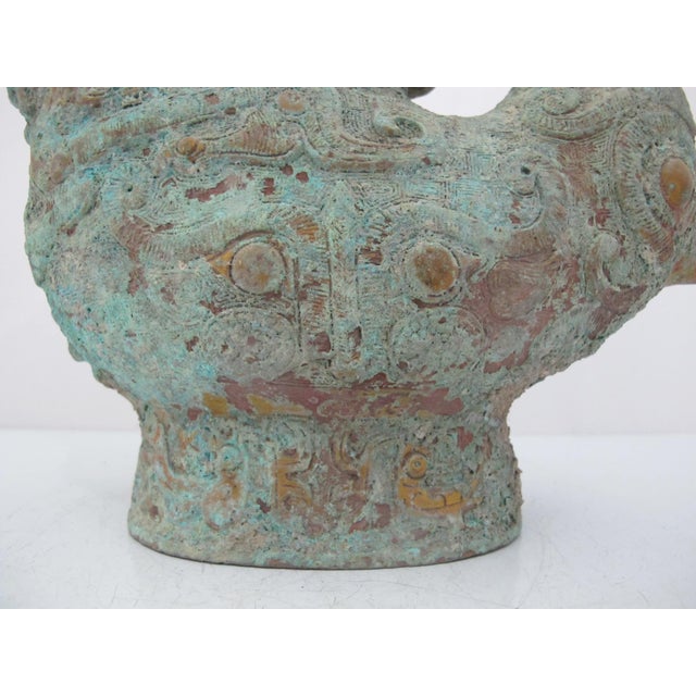 Chinese Bronze Ware Ritual Wine Multi Headed Beast Sheep Lidded Guang Vessel For Sale - Image 12 of 18