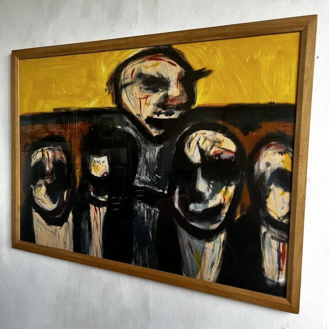 Yellow Large Figurative Painting, Acrylic on Canvas, Framed For Sale - Image 8 of 13