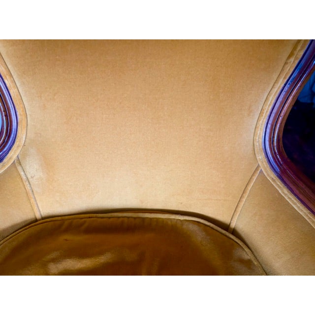 French Louis XV Bergere Chair Is Yellow Velvet and Down Seat, Signed For Sale - Image 11 of 15