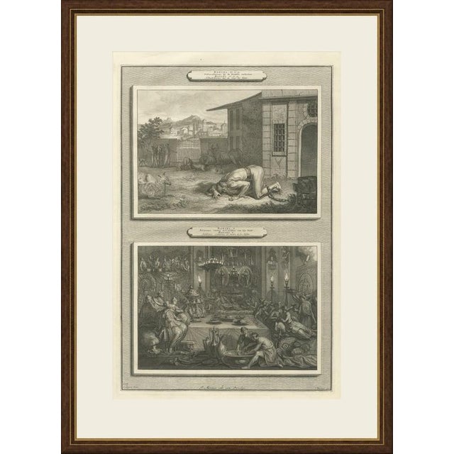 This original copperplate engraving from Pieter Mortier's illustrated Bible, Amsterdam circa 1700, shows two biblical...
