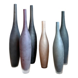 Vintage Italian Signed Art Glass Vases - Set of 6 For Sale