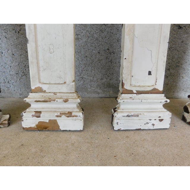 Early 20th Century Antique Bronze Greek Corinthian Style Flat Wall Columns 36"h For Sale - Image 5 of 13