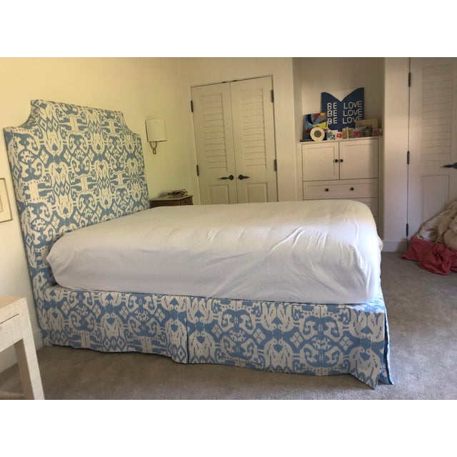 Blue Quadrille Textiles XL Full Size Upholstered Bed For Sale - Image 8 of 8