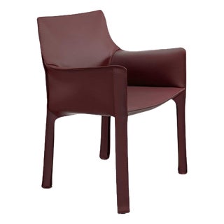 Mid-Century Cab 413 Chair in Saddle Leather & Steel from Mario Bellini For Sale