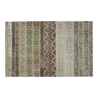 1970s Vintage Turkish Handmade Wool & Cotton Green Area Rug For Sale