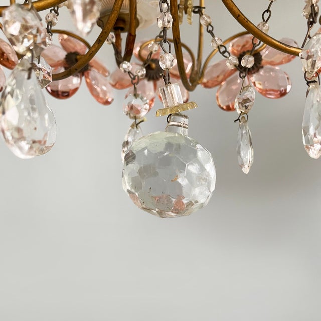 Italian Art Nouveau Chandeliers in Pink Murano Glass and Brass, Early 1900s, 1890s, Set of 2 For Sale - Image 13 of 18