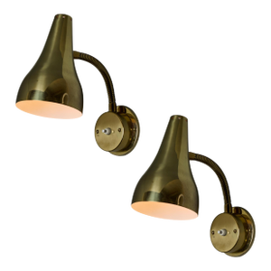 Pair of 1950s Perforated Brass Wall Lamps Attributed to Mauri Almari