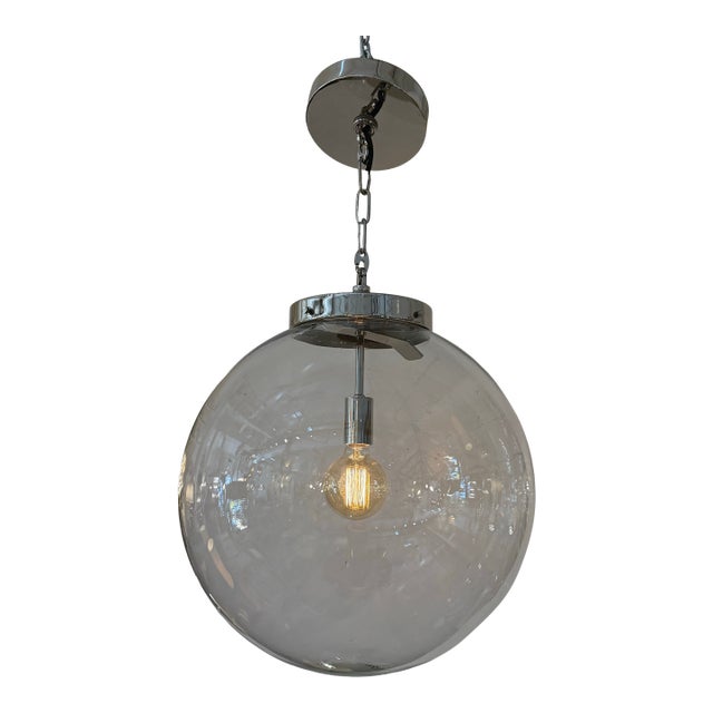 Restoration Hardware Parisian Architectural Clear Glass Poste Pendant For Sale
