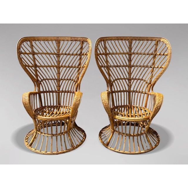 Mid-Century Italian Wicker Armchairs by Gio Ponti, 1950, Set of 2 For Sale - Image 8 of 12