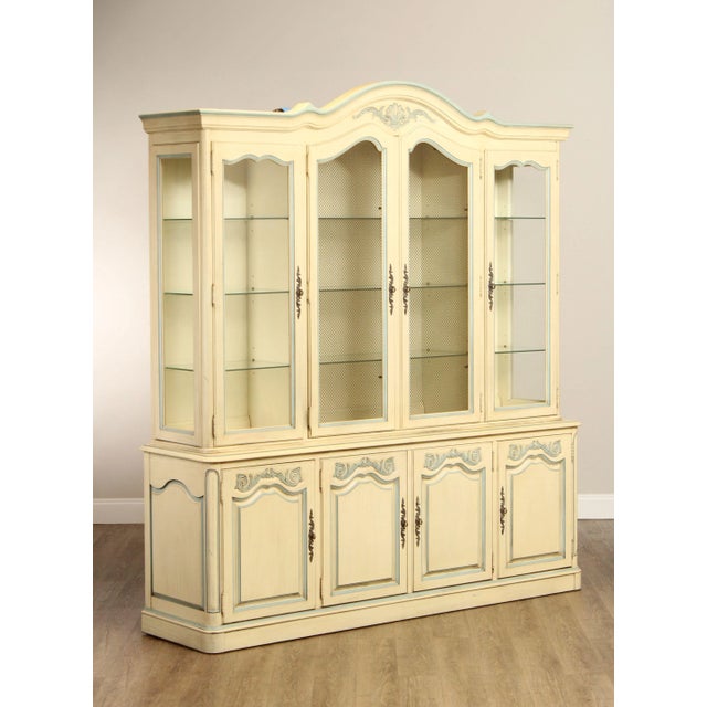 French Country Style Vintage Painted China Cabinet | Chairish