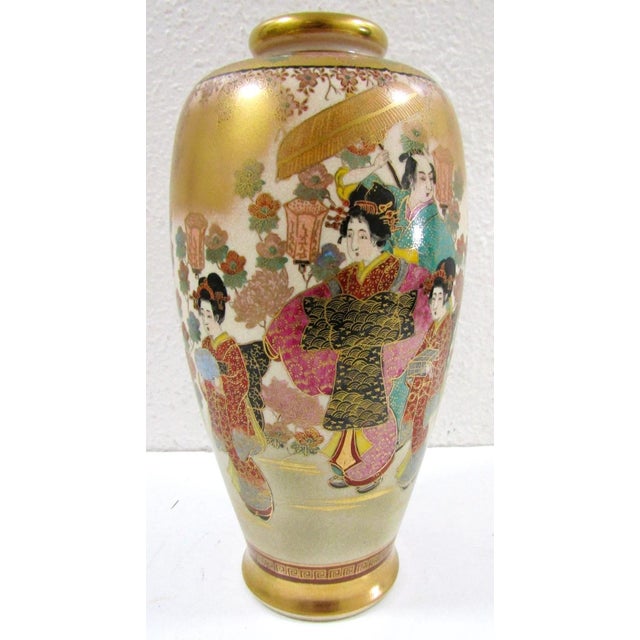 Antique Satsuma Vase With Geishas Elegant Ladies in Landscape For Sale In Miami - Image 6 of 14