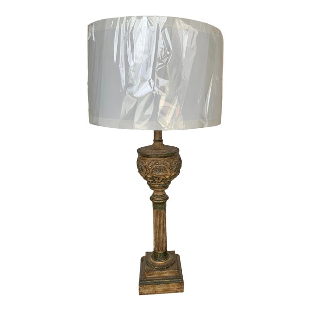 Vintage Mid 20th Century Alter Stick Made Into Lamp With Gold Leaf For Sale