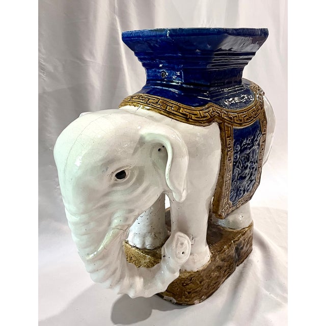 Mid-20th Century Chinese Shiwan Ceramic Elephant Garden Stool For Sale - Image 10 of 17