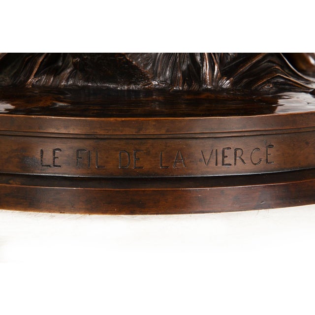 French Bronze Sculpture “La Fil De La Vierge” by Pierre-Emile Hebert Ca. 1880 For Sale - Image 13 of 18