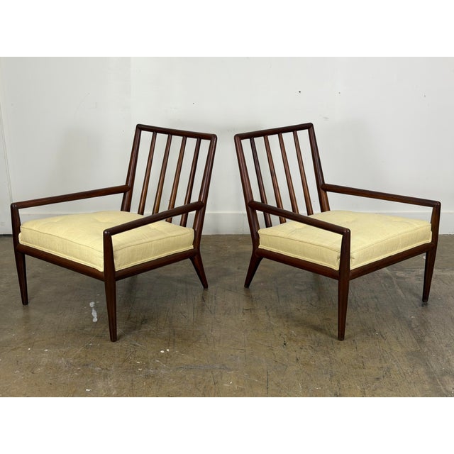 1950s Pair WWZ Chairs by t.h. Robsjohn-Gibbings for Widdicomb - Mid-Century Walnut Lounge Chairs For Sale - Image 10 of 12