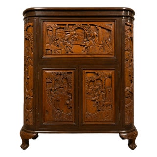 Carved Wooden Bar Cabinet, 1930s For Sale