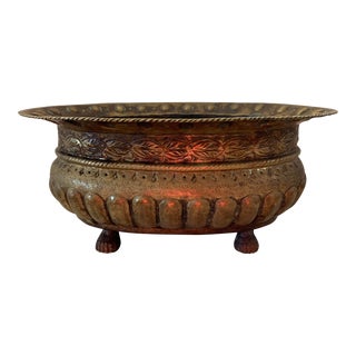 Italian Brass Hand Hammered Jardinière or Centerpiece For Sale