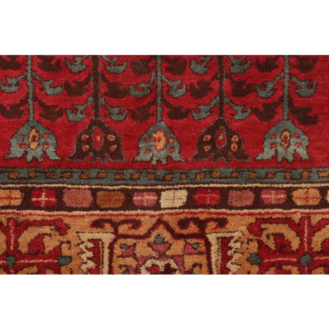 Traditional Antique Tetex Hooked Rug, Red With Geometric Patterns - Rug & Kilim For Sale - Image 3 of 8