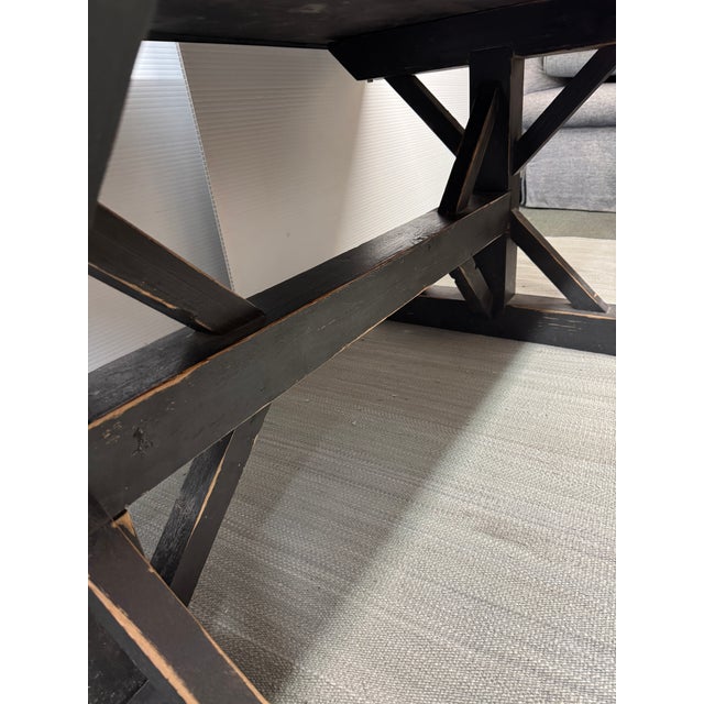 Reclaimed Wood + Concrete Trestle Table/Work Desk For Sale - Image 4 of 12