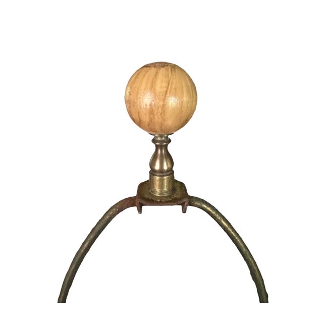 Chinoiserie Palm Beach Regency Chinoiserie Faux Bamboo Ceramic Spherical / Ball Lamp, Circa 1970 For Sale - Image 3 of 9