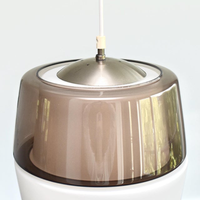 Glass Vintage Peill & Putzler Mid Century Modern Smoked Glass Pendant Light Modernist | Amethyst Purple Color Block Ceiling Lamp For Sale - Image 7 of 12