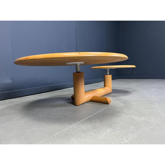 1980s Wooden Two-Tier Pivoting Top Coffee Table from Roche Bobois, 1980s For Sale - Image 5 of 15