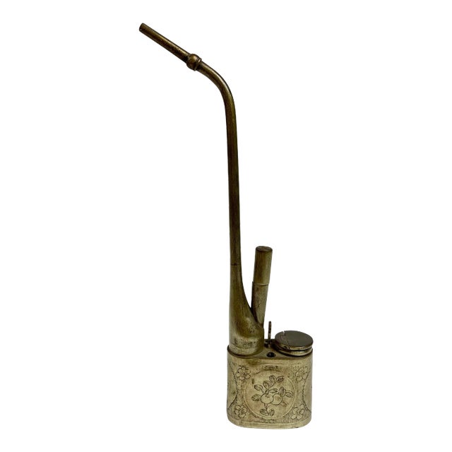 Early 19th Century Chinese Nickel Water Pipe for Smoking For Sale