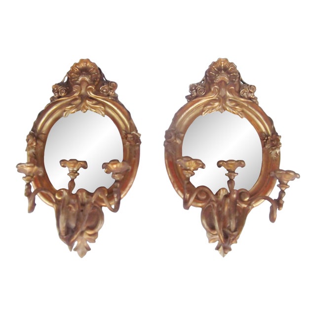 Pair of 19th Century Giltwood Mirrored Girandoles For Sale
