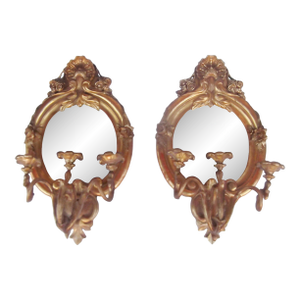 Pair of 19th Century Giltwood Mirrored Girandoles
