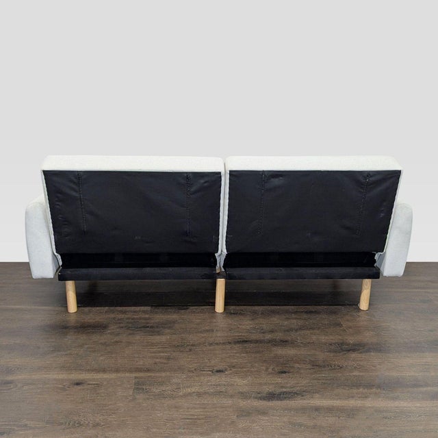 Modern 3-Seat Sofa With Light Wood Base and Cream Upholstery For Sale In San Francisco - Image 6 of 9