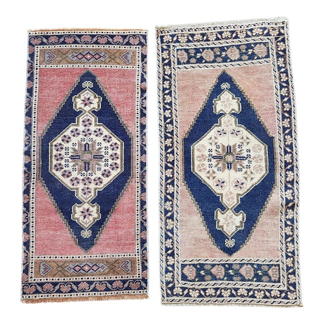 1960s Muted Color Turkish Small Area Rugs - a Pair For Sale