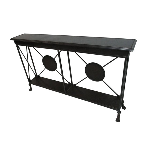 Labarge Hall Console Table Tin Bronze Wrought Iron French Empire For Sale - Image 4 of 14