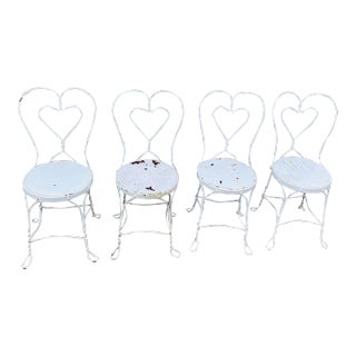 Vintage Wrought Ice Cream Parlor Chairs - Set of 4 For Sale