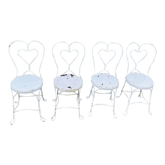Vintage Wrought Ice Cream Parlor Chairs - Set of 4 For Sale