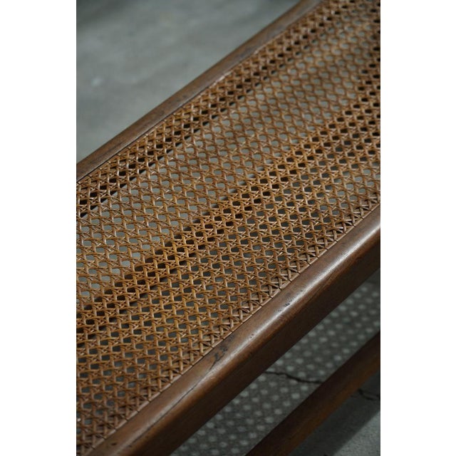 Danish Oak Ottoman with Hand-Embroidered Cushion and Cane Seat, 1940s For Sale - Image 11 of 18