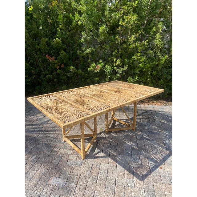 Copper Restored Rattan Wicker Sunburst Dining Table For Sale - Image 8 of 11